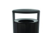 Resist Round Waste Container, 45 Gal, Metal, Textured Black/Black Gloss