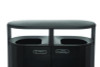 Resist Dual Stream Waste And Recycling Container, 66 Gal, Metal, Textured Black/Black Gloss