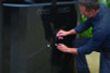 Resist Dual Stream Waste And Recycling Container, 66 Gal, Metal, Textured Black/Black Gloss