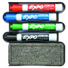 Whiteboard Caddy Set, Broad Chisel Tip, Assorted Colors, 4/Set
