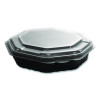 Creative Carryouts Octaview Hinged Lid Containers, 9.13 x 9.55 x 2.38, Black/Clear, Plastic, 100/Carton