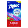 Slider Storage Bags, Quart, 5.88" x 1.88" x 7.88", Clear, 76 Bags