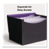 12-Pocket Poly Expanding File, 0.88" Expansion, 12 Sections, Cord/Hook Closure, 1/6-Cut Tabs, Letter Size, Black/Purple