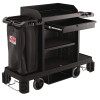 Partially Assembled Premium Housekeeping Cart, Plastic, 1 Shelf, 24 x 62.13 x 49.75, Black