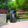 Outdoor Decorative Metal Trash Can With Roto-Molded Lid, 35.38 Gal, Plastic, Black