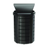 Outdoor Decorative Metal Trash Can With Roto-Molded Lid, 35.38 Gal, Plastic, Black