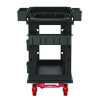 Heavy Duty Plus Utility Cart, Plastic, 2 Shelves, 6 Bins, 500 Lb Capacity, 19.5" x 41.78" x 34.81", Black