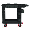 Heavy Duty Plus Utility Cart, Plastic, 2 Shelves, 6 Bins, 500 Lb Capacity, 19.5" x 41.78" x 34.81", Black