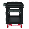 Heavy Duty Plus Utility Cart, Plastic, 2 Shelves, 6 Bins, Capacity, 26.5" x 48.78" x 34.81", Black