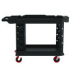 Heavy Duty Plus Utility Cart, Plastic, 2 Shelves, 6 Bins, Capacity, 26.5" x 48.78" x 34.81", Black
