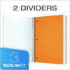 Coil-Lock Wirebound Notebook, 3-Hole Punch, 3-Subject, Legal Rule, Randomly Assorted Covers, (120) 10.5 x 8 Sheets