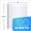 Coil-Lock Wirebound Notebook, 3-Hole Punch, 3-Subject, Legal Rule, Randomly Assorted Covers, (120) 10.5 x 8 Sheets
