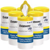 Everwipe By Tork Disinfectant Wipe Canisters, 1-Ply, 7 x 7, Lemon, White, 75 Sheets/Canister, 6/Carton