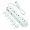 Safe-It Medical-Grade Power Strip With Antimicrobial Protection, 6 Hospital-Grade Outlets, Usb Charging, 2 Ft Cord, White