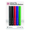 Permanent Marker, Tank-Style, Medium Chisel Tip, Assorted Colors, 5/Pack