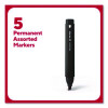 Permanent Marker, Tank-Style, Medium Chisel Tip, Assorted Colors, 5/Pack