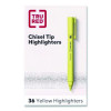 Pen Style Chisel Tip Highlighter, Yellow Ink, Chisel Tip, Yellow Barrel, 36/Pack