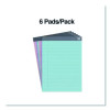 Notepads, Wide/Legal Rule, (50) Assorted Pastel Color 8.5 x 11 Sheets, 6/Pack