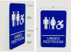 Ada Sign, Unisex Restroom, 6 x 9, Blue Face, White Graphics