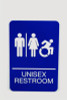 Ada Sign, Unisex Restroom, 6 x 9, Blue Face, White Graphics