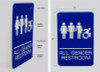 Ada Sign, All Gender Restroom, 6 x 9, Blue Face, White Graphics