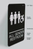 Ada Sign, All Gender Restroom, 6 x 9, Black Face, White Graphics