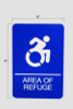 Ada Sign, Area Of Refuge, 6 x 9, Blue Face, White Graphics