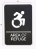 Ada Sign, Area Of Refuge, 6 x 9, Black Face, White Graphics