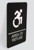 Ada Sign, Area Of Refuge, 6 x 9, Black Face, White Graphics