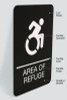 Ada Sign, Area Of Refuge, 6 x 9, Black Face, White Graphics