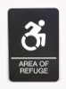 Ada Sign, Area Of Refuge, 6 x 9, Black Face, White Graphics