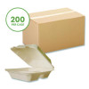 Nourish Molded Fiber Takeout Containers, Compostable, 3 Compartments, 7.9 x 7.9 x 2.9, White, Sugarcane, 200/Carton