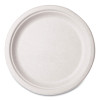 Nourish Molded Fiber Tableware, Compostable, Plate, Sugarcane, 10" Dia, White, 500/Carton