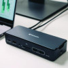 Usb-C Pro Docking Station 15-In-1 256Gb Vi3000 Ssd, Audio/Displayport/Hdmi/Micro Sd/Rj45/Sd/Usb-A/Usb-C, Gray