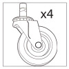 Srp Caster Kit, Four 2.5" Wheels, Gray