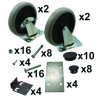 5-Inch Swivel And Rigid Plate Caster Kit With Hardware, Gray