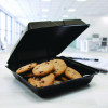 Insulated Foam Hinged Lid Containers, 9.01 x 9.4 x 3.1, Black, 100/Bag, 2 Bags/Carton, 200 Containers/Carton
