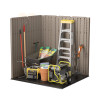 Everett Storage Shed, 201 Cu Ft, 6 Ft 2.75" x 5 Ft 5.25" x 7 Ft 8.75", Dark Taupe/Black/Slate