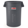 Utility Trash Can, 56.9 Gal, Plastic, Gray