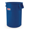 Utility Trash Can, 56.9 Gal, Plastic, Blue