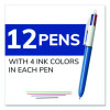 4-Color Multi-Color Ballpoint Pen, Retractable, Medium 1 Mm, Black/Blue/Green/Red Ink, Blue/White Barrel, 12/Box