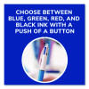 4-Color Multi-Color Ballpoint Pen, Retractable, Medium 1 Mm, Black/Blue/Green/Red Ink, Blue/White Barrel, 12/Box