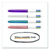 4-Color Shine Multi-Color Ballpoint Pen, Retractable, Medium 1Mm, Black/Blue/Green/Red Ink, Assorted Metallic Barrels, 3/Pack