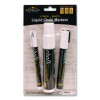 Liquid Chalk Markers, Assorted Tip Sizes And Types, White, 3/Pack
