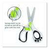Kidy Spring-Assisted Educational Scissors Rounded Tip, 5.41" Long, 2" Cut Length, Straight White/ Black Handle