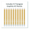 Essentials Triangular Pre-Sharpened Pencils, Hb (#2), Black Lead, Yellow Barrel, 12/Box