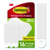 Damage-Free Hanging Picture Hanging Strip Pairs, Holds Up To 5 Lb, White, 16/Pack