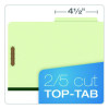 Pressboard Top Tab Classification Folders, 2/5-Cut Tab, Expands 2.5", 2 Dividers, 6 Fasteners, Legal Size, Light Green, 10/Bx
