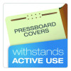 Pressboard Top Tab Classification Folders, 2/5-Cut Tab, Expands 2.5", 2 Dividers, 6 Fasteners, Legal Size, Light Green, 10/Bx