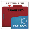 Pressboard Top Tab Classification Folders, 2/5-Cut Tab, Expands 1.75", 1 Divider, 4 Fasteners, Letter Size, Bright Red, 10/Bx